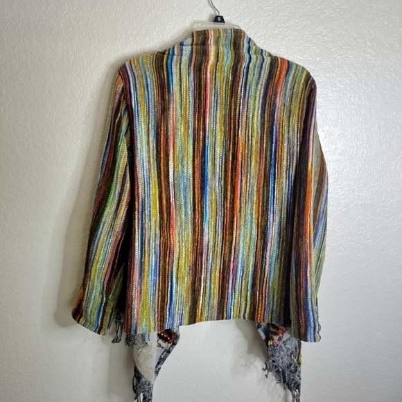 ANU Bohemian Art to Wear Shawl Wool Blend Embroidered Gypsy Open Coat Jacket S/M - Picture 9 of 9